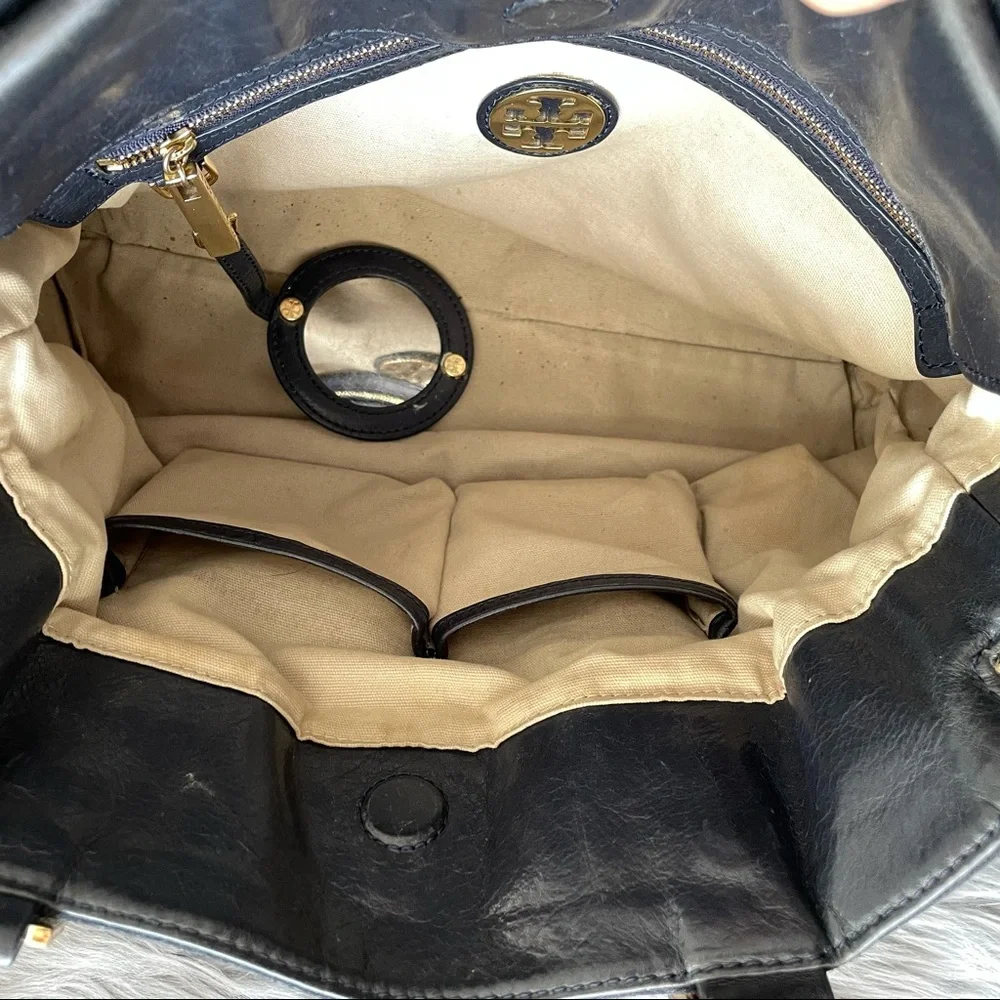TORY BURCH mae leather & suede satchel
